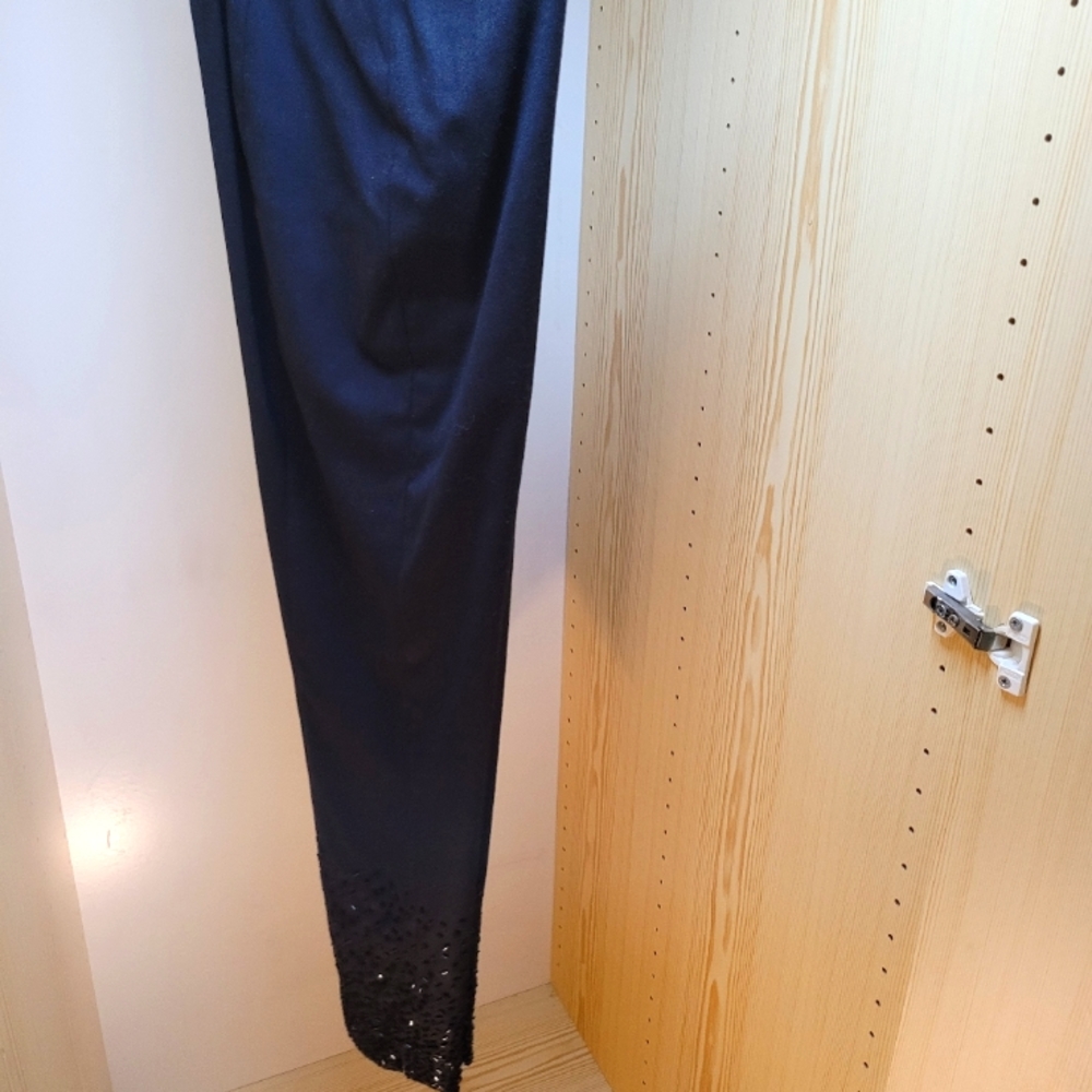 Talbots Black Wool Tapered Pants with Beading at Cuff